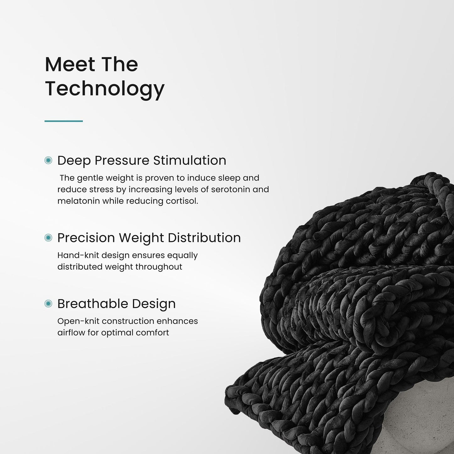 Hush Knit Weighted Blanket - Minky Velour - Black