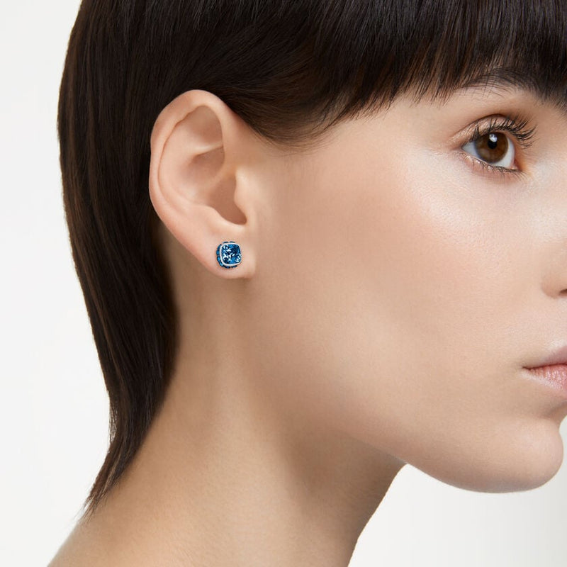 Swarovski Birthstone Stud Earrings Square Cut - Blue