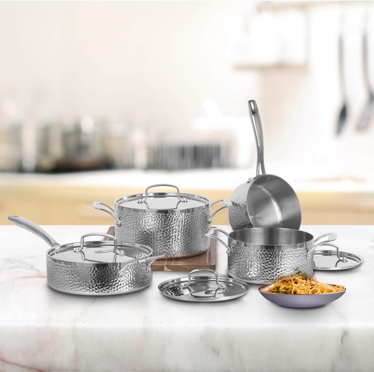 Cuisinart 8Pc, Vintage Hand Hammered Tri-Ply Cookware Set