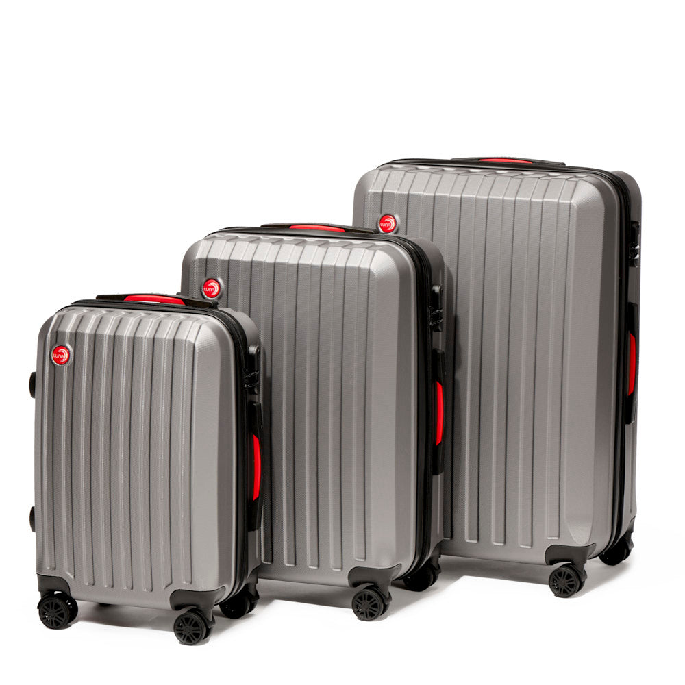 LUNA Olivia 3Pc ABS Luggage Set (20 inches, 24 inches, 28 inches) - Grey