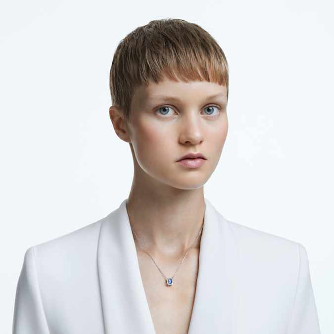 Swarovski Millenia Necklace, Octagon Cut, Blue, Rhodium Plated
