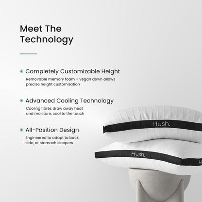 HUSH Hybrid Adjustable Cooling Pillow  - Set of 2