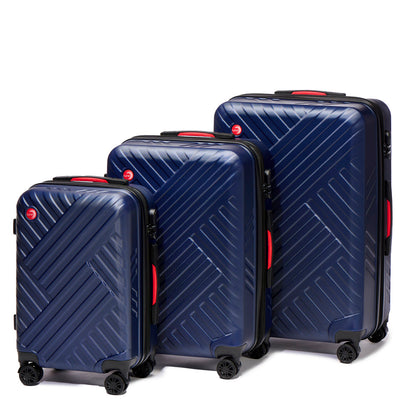 LUNA Ella 3Pc ABS Luggage Set (20 inches, 24 inches, 28 inches) - Navy