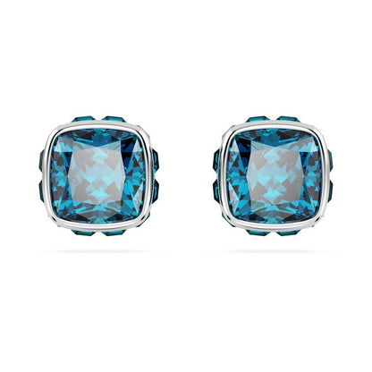 Swarovski Birthstone Stud Earrings Square Cut - Blue