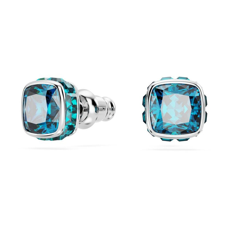 Swarovski Birthstone Stud Earrings Square Cut - Blue