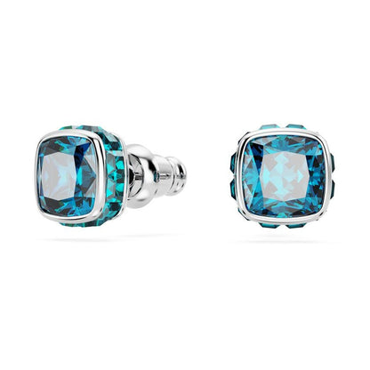 Swarovski Birthstone Stud Earrings Square Cut - Blue