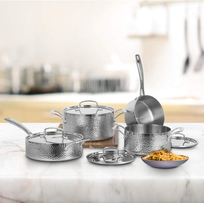 Cuisinart 8Pc, Vintage Hand Hammered Tri-Ply Cookware Set