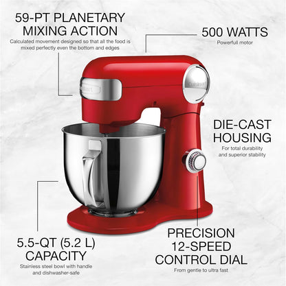 Cuisinart Precision Master™ 5.5Qt (5.2L) Stand Mixer - Red