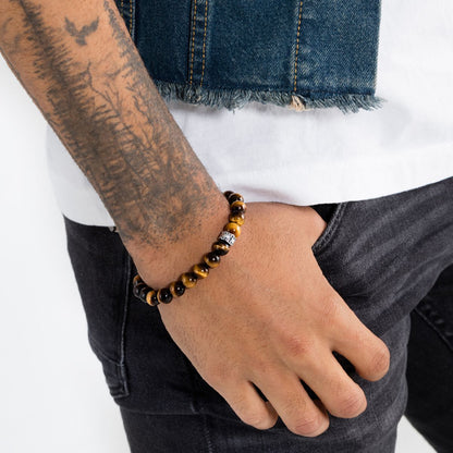 Thomas Sabo Rebel at Heart Tiger-Eye Beaded Bracelet