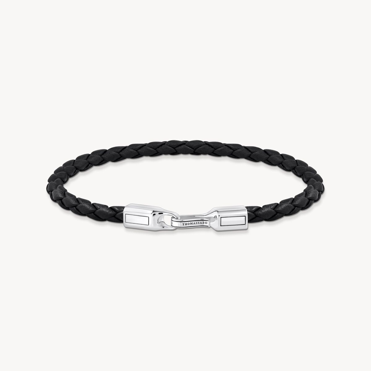 Thomas Sabo Silver Bracelet with Braided Black Leather