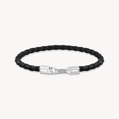 Thomas Sabo Silver Bracelet with Braided Black Leather