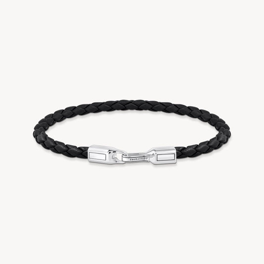 Thomas Sabo Silver Bracelet with Braided Black Leather