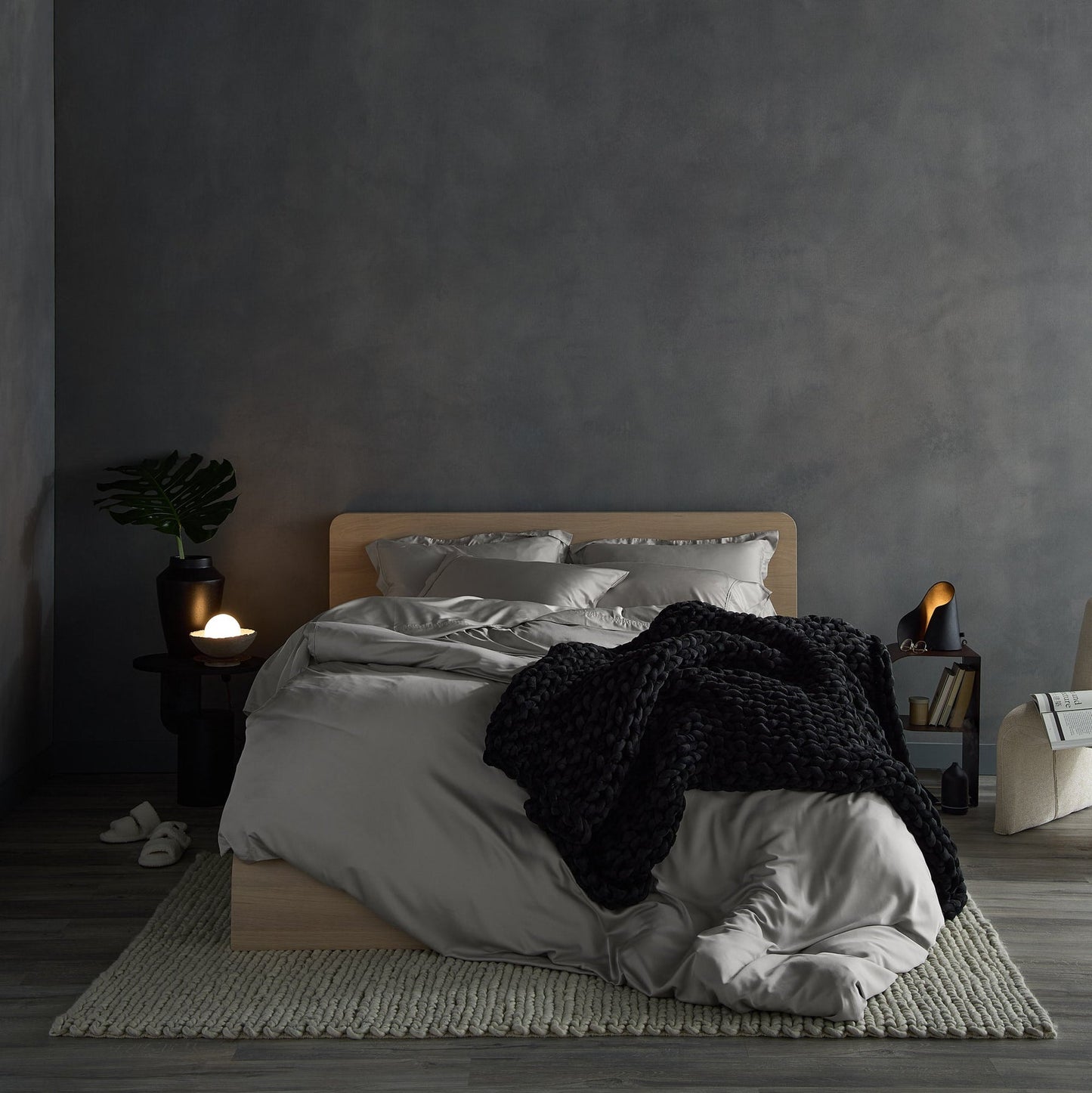 Hush Knit Weighted Blanket - Minky Velour - Black