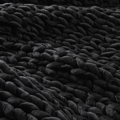 Hush Knit Weighted Blanket - Minky Velour - Black