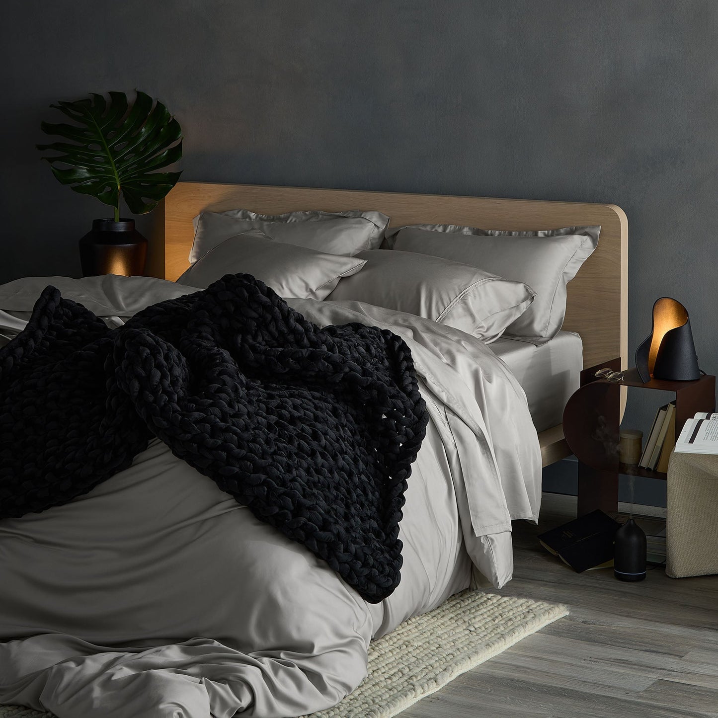 Hush Knit Weighted Blanket - Minky Velour - Black