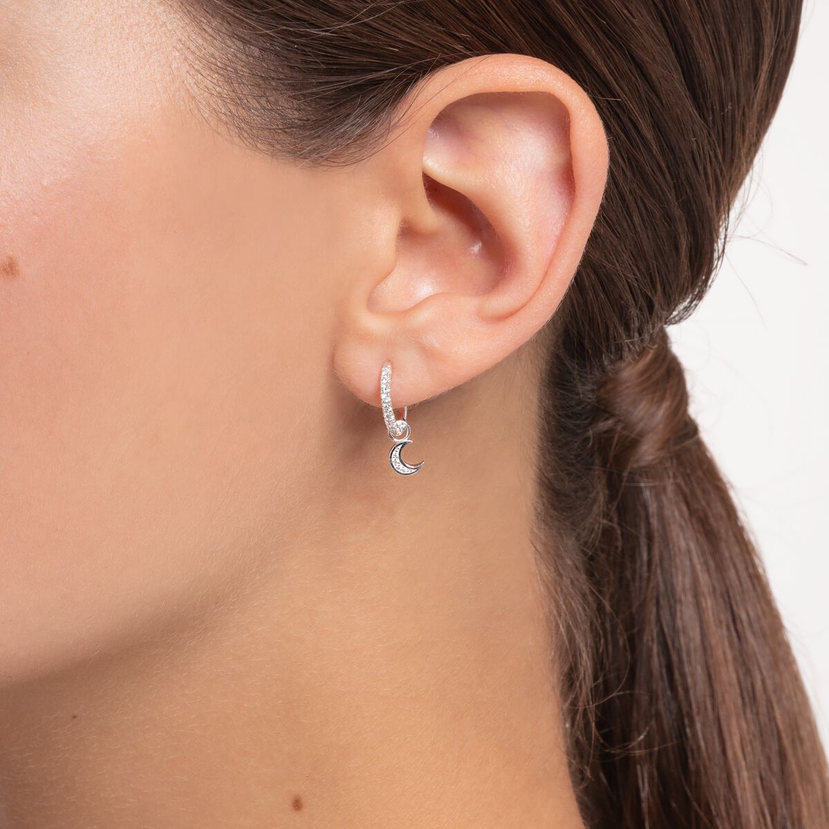 Thomas Sabo Hoop Earrings, White Stone - Set of 2