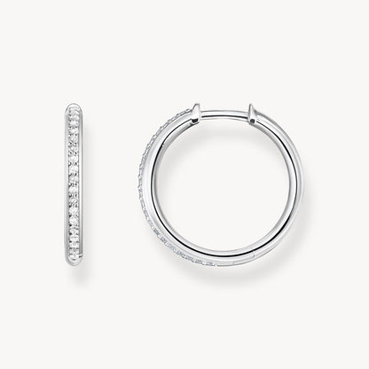 Thomas Sabo Hoop Earrings with White Stones Pavé Silver