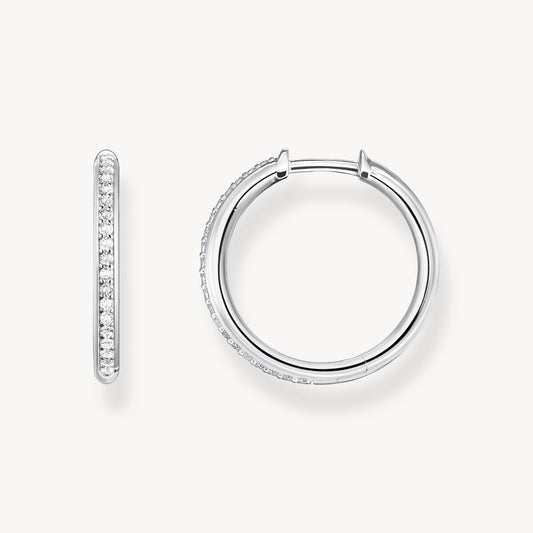 Thomas Sabo Hoop Earrings with White Stones Pavé Silver