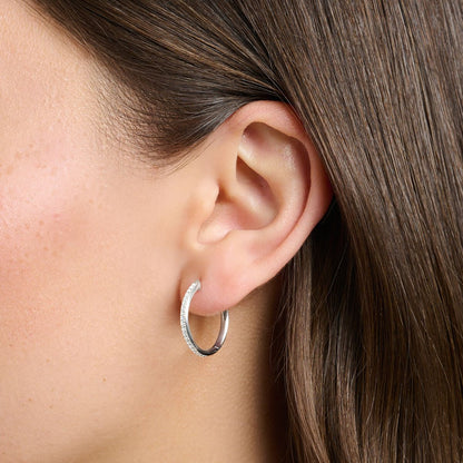 Thomas Sabo Hoop Earrings with White Stones Pavé Silver