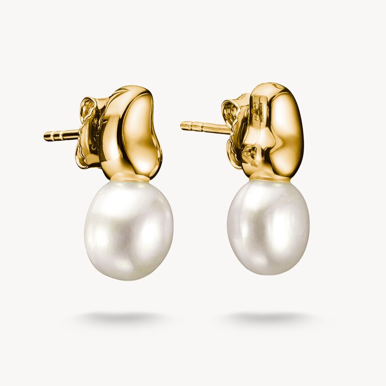 Thomas Sabo Gold Plated Earrings with Fresh Water Pearls