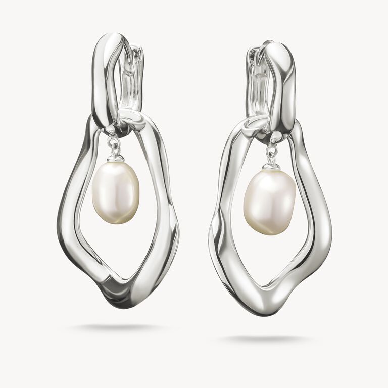 Thomas Sabo Silver Hoop Earrings with Fresh Water Pearls