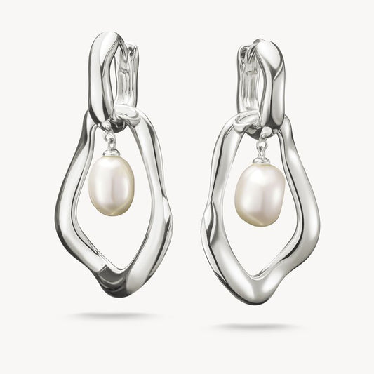 Thomas Sabo Silver Hoop Earrings with Fresh Water Pearls