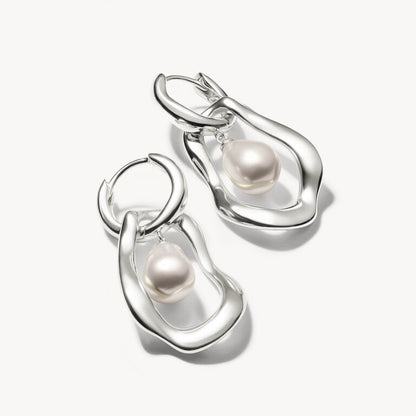 Thomas Sabo Silver Hoop Earrings with Fresh Water Pearls