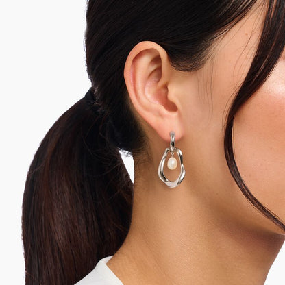 Thomas Sabo Silver Hoop Earrings with Fresh Water Pearls