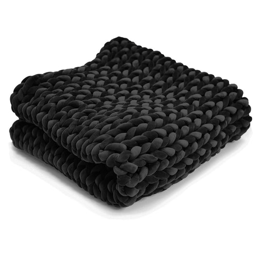 Hush Knit Weighted Blanket - Minky Velour - Black