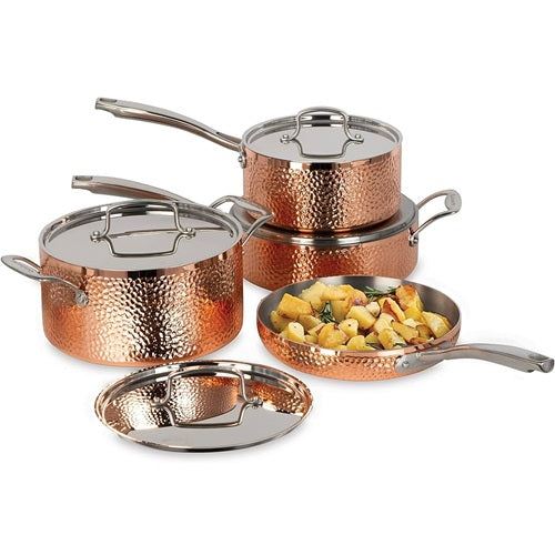 Cuisinart 8Pc Hand Hammered Copper 5-Ply Cookware Set