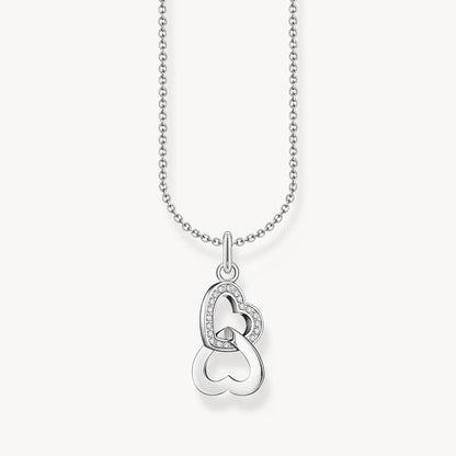 Thomas Sabo Basic White Silver Necklace witih Intertwined Hearts Pendant