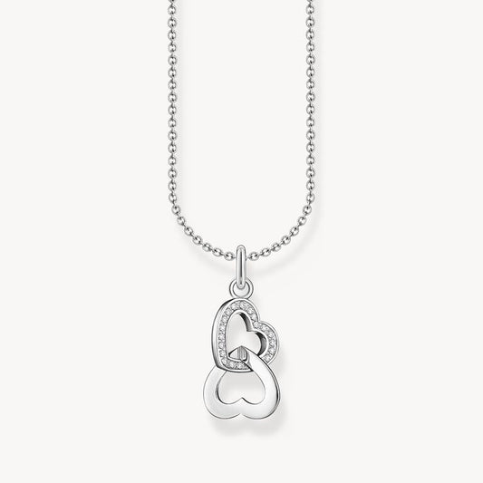 Thomas Sabo Basic White Silver Necklace witih Intertwined Hearts Pendant