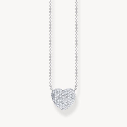 Thomas Sabo Silver Necklace with Heart Pendant and  White Zirconia