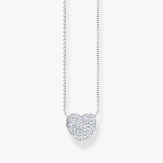 Thomas Sabo Silver Necklace with Heart Pendant and  White Zirconia