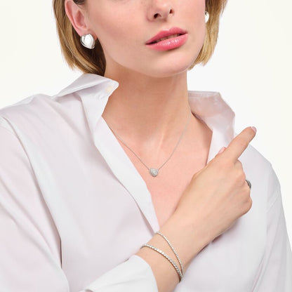 Thomas Sabo Silver Necklace with Heart Pendant and  White Zirconia