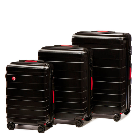 LUNA Luca 3Pc 100% Polycarbonate Luggage Set (20 inches, 24 inches, 28 inches) - Matte Black