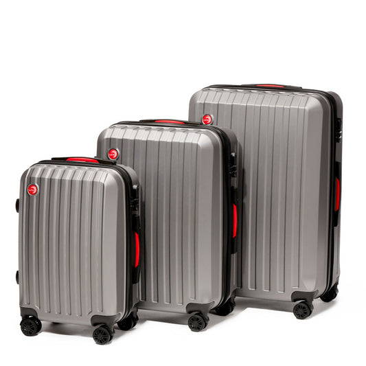 LUNA Olivia 3Pc ABS Luggage Set (20 inches, 24 inches, 28 inches) - Grey