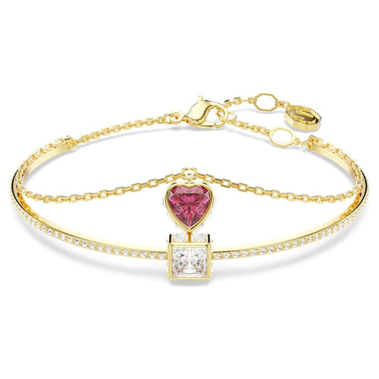Swarovski Chroma Bangle Heart, Red, Gold-Tone Plated