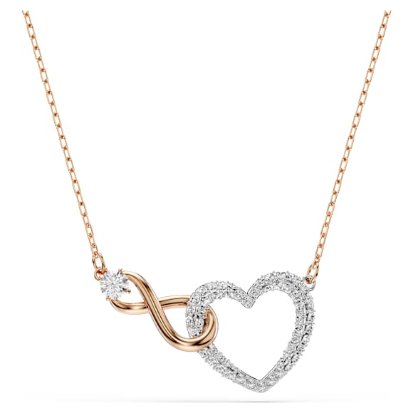 Swarovski Hyperbola Necklace, Infinity and Heart, White, Mixed Metal Finish — 5518865 — view 1