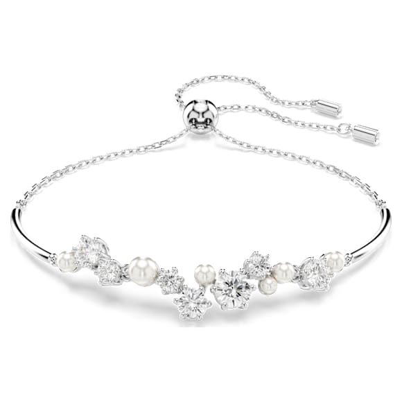 Swarovski Constella Bangle, Crystal Pearl, Round Cut, White, Rhodium Plated — 5705618 — view 1