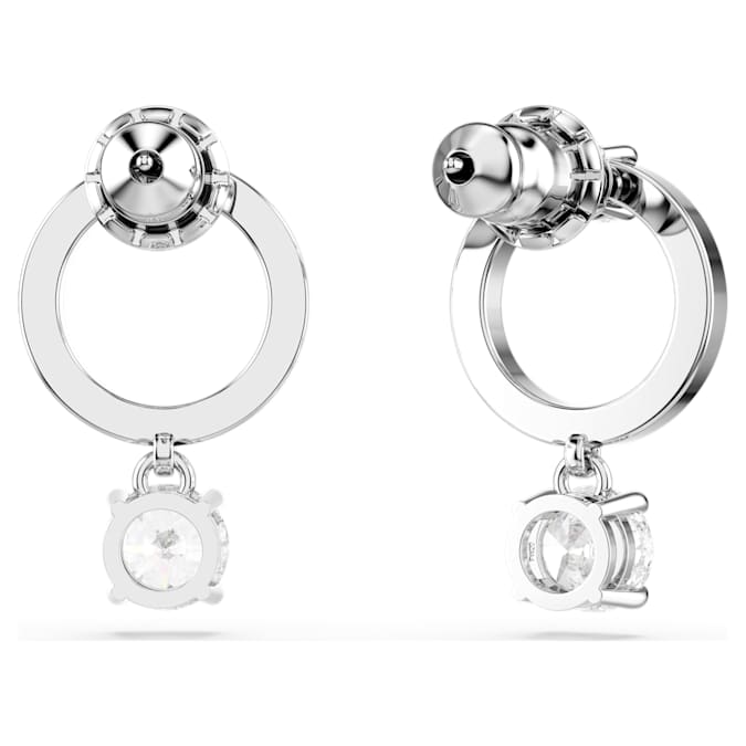 Swarovski Boucles d’oreilles créoles Attract, Taille ronde, Blanches, Plaqué rhodium