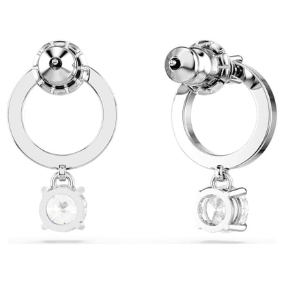 Swarovski Boucles d’oreilles créoles Attract, Taille ronde, Blanches, Plaqué rhodium