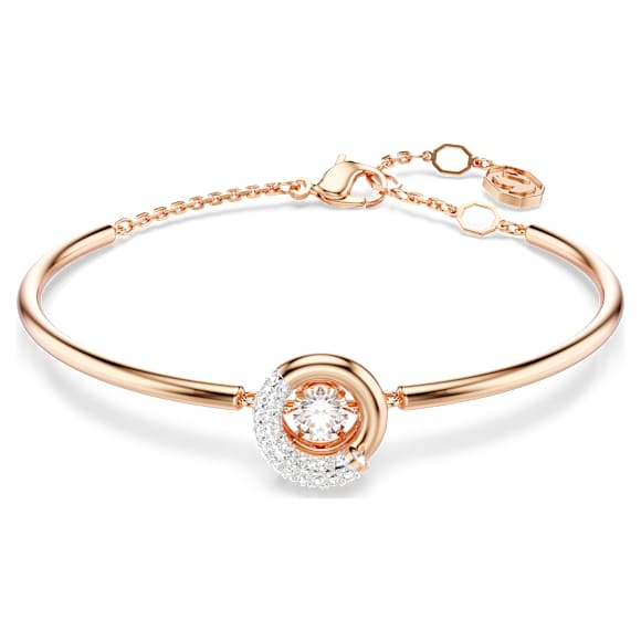 Swarovski Dextera Bangle, Round Cut, White, Rose Gold-tone Finish — 5692259 — view 1