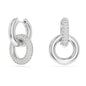 Swarovski Dextera Hoop Earrings Asymmetrical Design, Interlocking Loop, White, Rhodium Plated