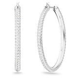 Swarovski Dextera Hoop Earrings, Pavé, Large, White, Rhodium Plated — 5389432 — view 4