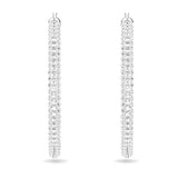 Swarovski Dextera Hoop Earrings, Pavé, Large, White, Rhodium Plated — 5389432 — view 2