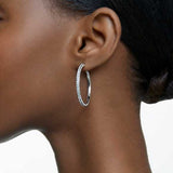 Swarovski Dextera Hoop Earrings, Pavé, Large, White, Rhodium Plated — 5389432 — view 6