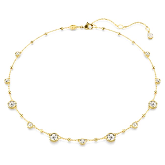Swarovski Imber Necklace Round Cut, Scattered Design, White, Gold-Tone Plated