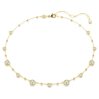 Swarovski Imber Necklace Round Cut, Scattered Design, White, Gold-Tone Plated