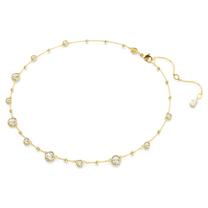 Swarovski Imber Necklace Round Cut, Scattered Design, White, Gold-Tone Plated